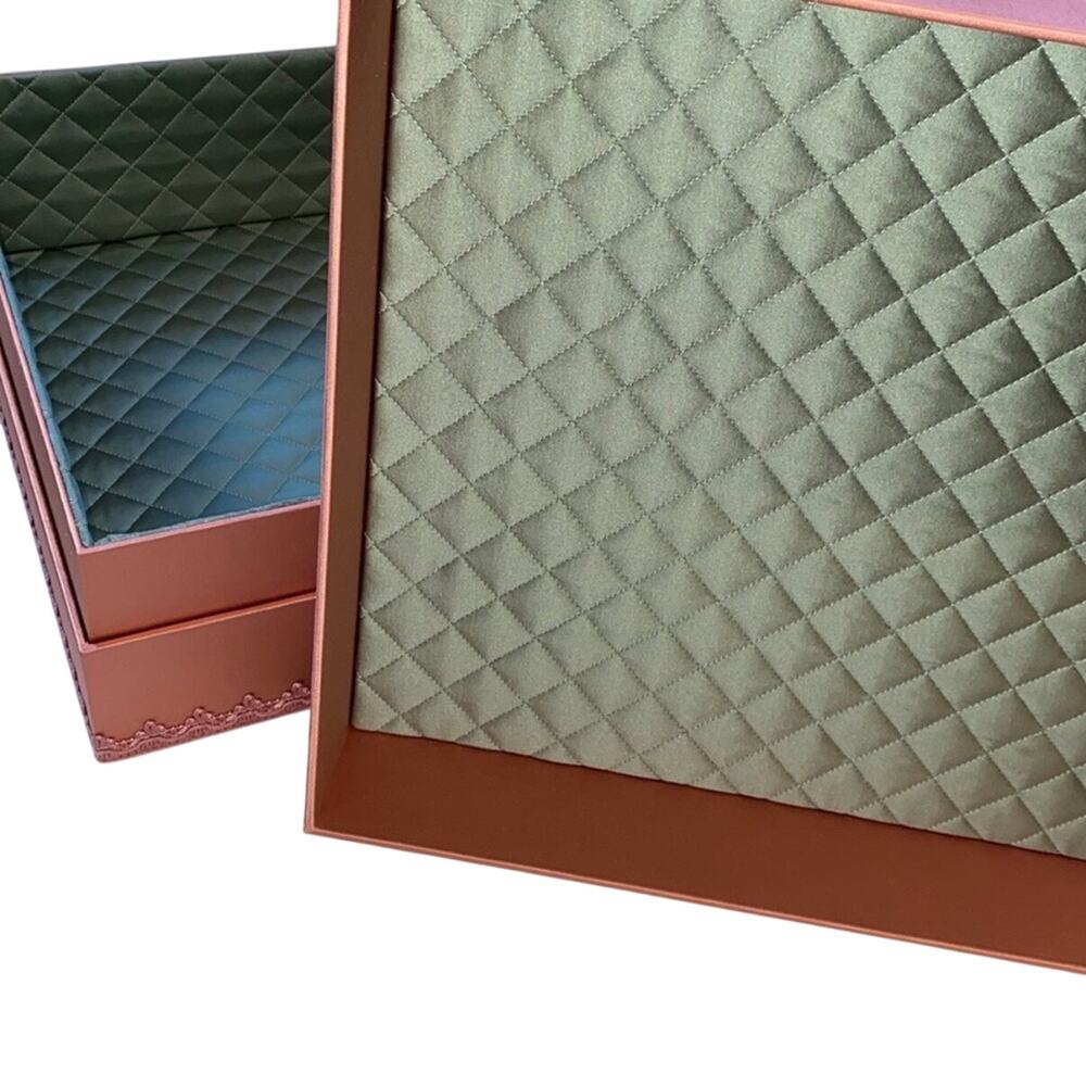 Gucci Pink Brocade Detail Fabric Decorative Large Box Green Satin - Picture 5 of 7